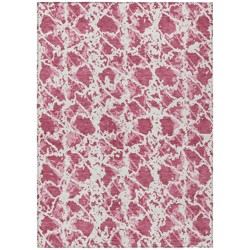 Machine Washable Indoor/ Outdoor Abstract Modern Chantille Rug