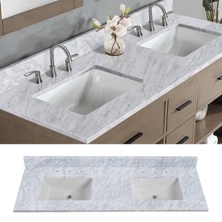 Glacielle 60 inch Natural Marble Bathroom Vanity Top - Bed Bath ...