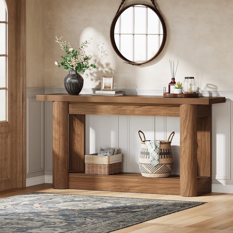 63-Inch Farmhouse Console Table for Entryway, 2-Tier Storage - 62.99" W x 11.81" D x 31.5" H