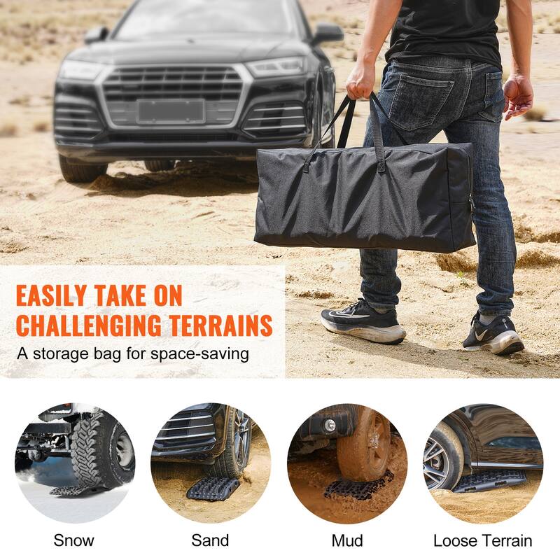 Traction Boards with PP Material, Recovery Boards for Off-road Vehicles/Cars/Pickups/SUVs/RVs, Pair Tire Traction Mats on Snow