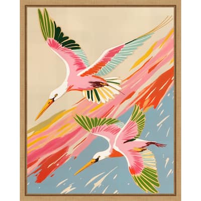 Roseate Spoonbills Sky Ballet by Uma Gokhale Framed Canvas Wall Art