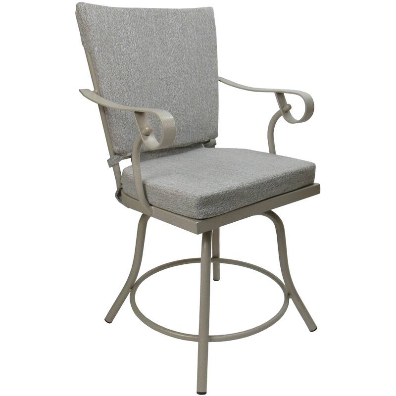 Outdoor or Indoor Patio Swivel Dining Chair - Jamey - White Linen - Beige