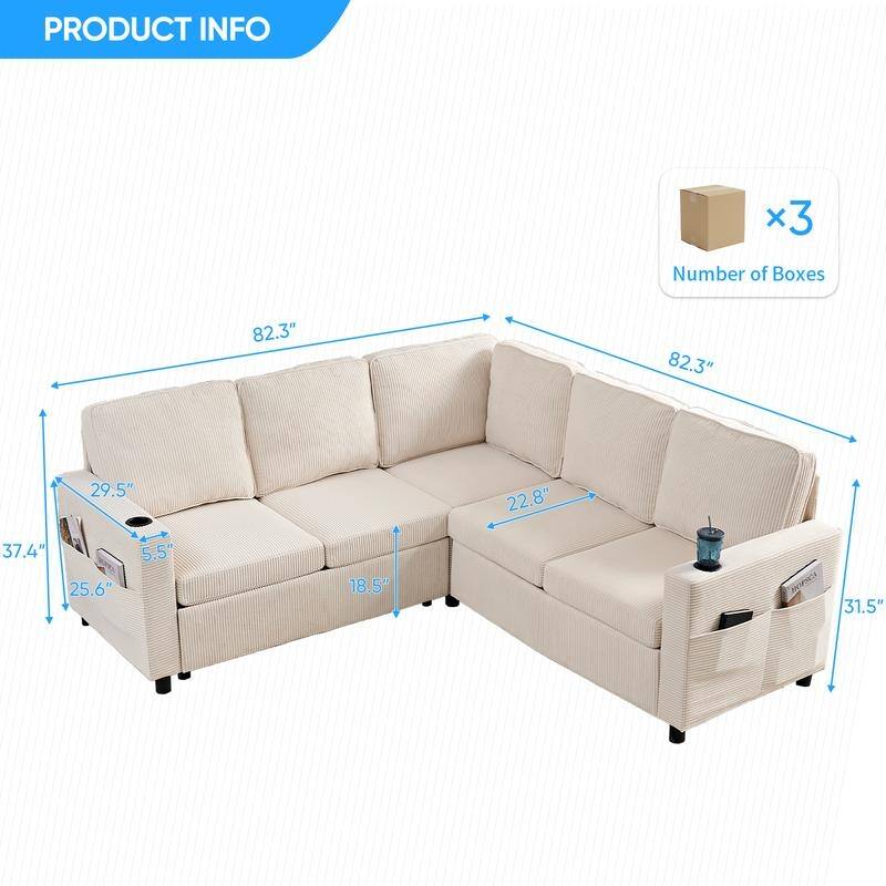 Mixoy Convertible Modular bunk combination sofa with pull out bed,L-shaped 5-seat Sectional Sleeper Sofa Bed with Storage seat