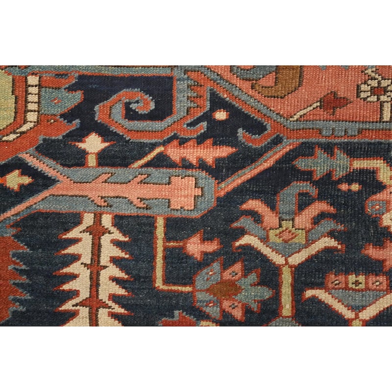 Hand Knotted Oriental 100% Wool Carpet Traditional Medallion Oranges & Rust Heriz (serapi) Area Rug - 15' 5'' X 9' 6''