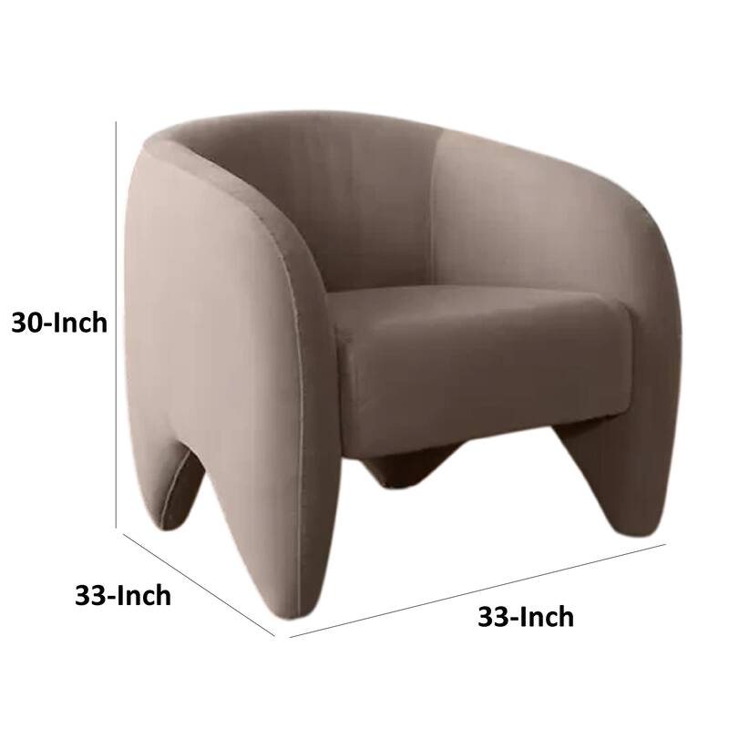 Kiol Accent Chair, Winter Mink Gray Performance Velvet, Sloping Arms