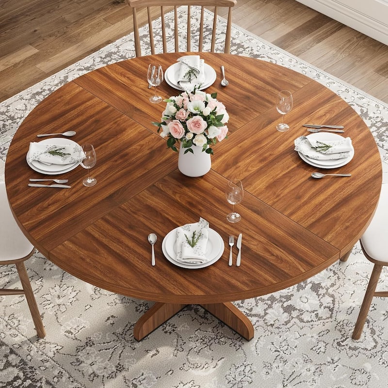 Rustic 47 Inch Round Dining Kitchen Table for 4-6 Dining Room, Living Room (Only Table)