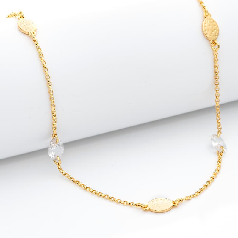 Cubic Zirconia Chain and Bead Necklace