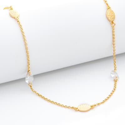 Cubic Zirconia Chain and Bead Necklace