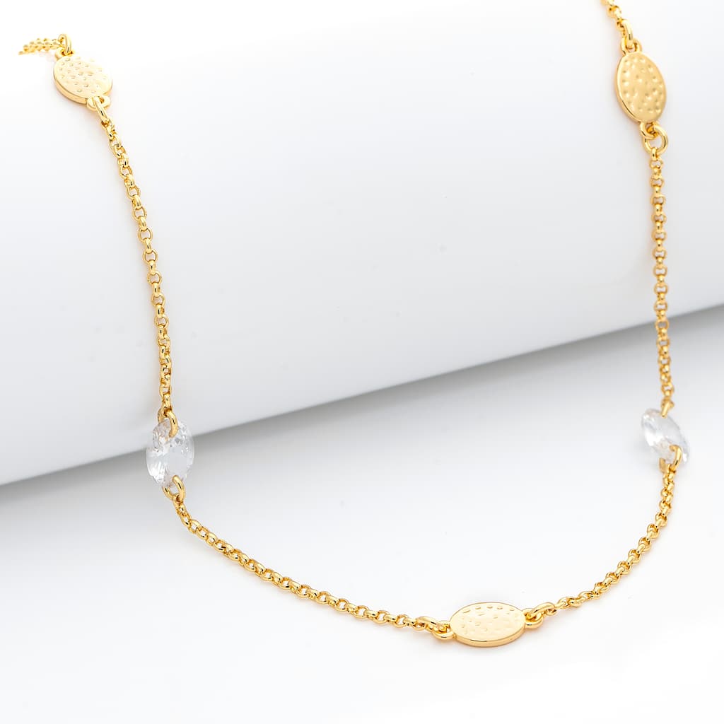 Cubic Zirconia Chain and Bead Necklace