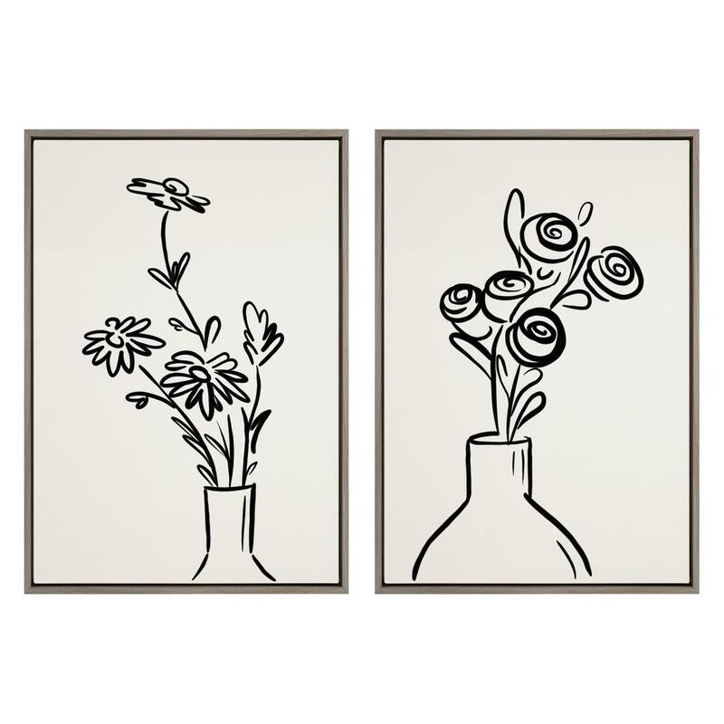 Kate and Laurel Sylvie Flowers Canvas Set by The Creative Bunch Studio