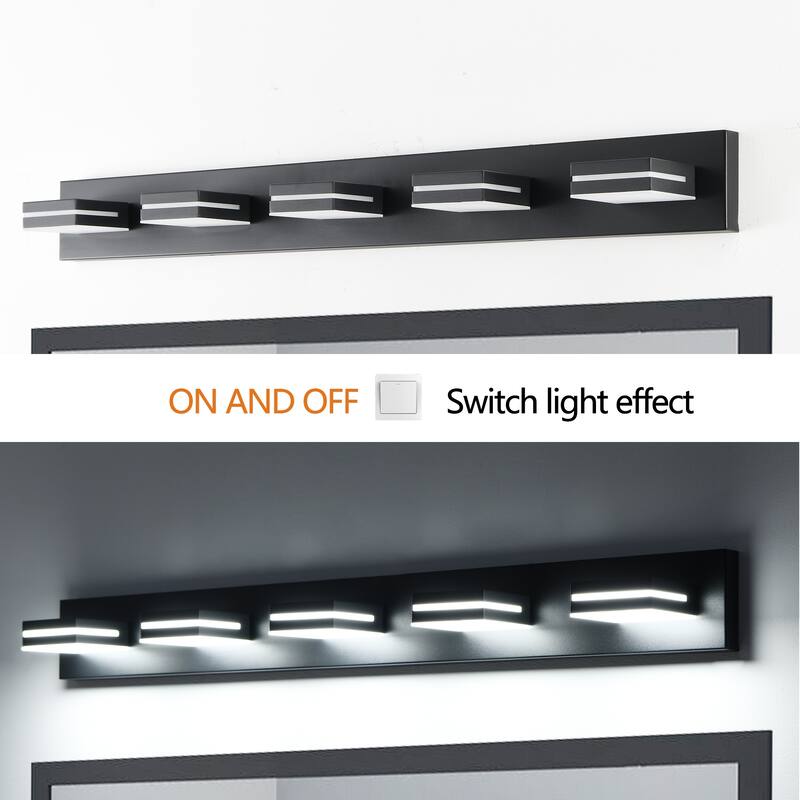 Modern LED Vanity Light, 5-Lights Wall Sconce for Bathroom and Mirror, Sleek Minimalist Design, Energy-Efficient