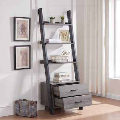 Versatile Two-Drawer Ladder Bookcase with Multiple Shelves