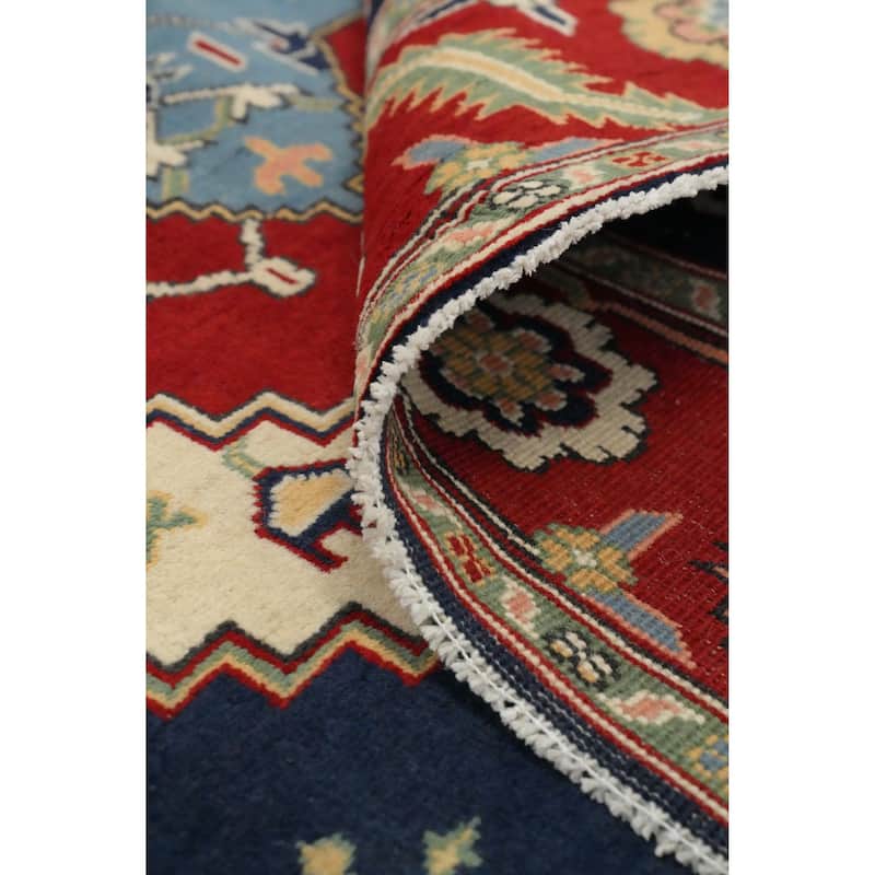 Hand Knotted Oriental 100% Wool Carpet Traditional Medallion Navy Blue & Blues Heriz Area Rug - 8' 8'' X 6' 3''