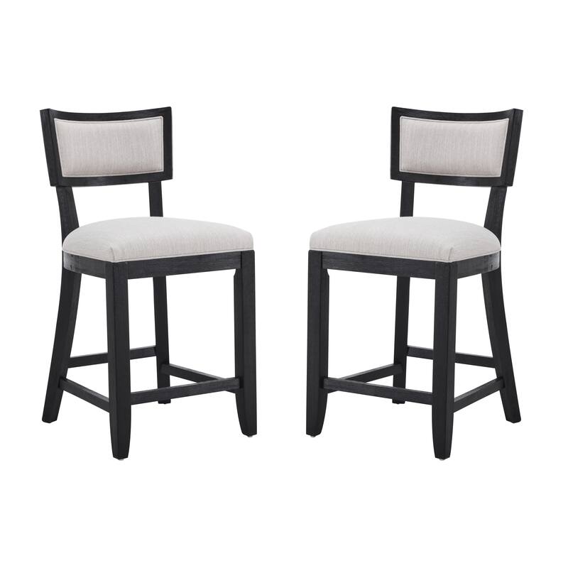 26.5" Barstool Set with Back Upholstered Dining Chair, Wooden Frame High Bar Chair for Home Bar, Kitchen Counter (Set of 2)