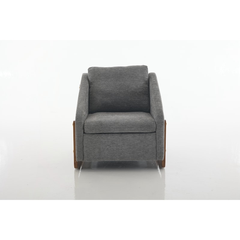 Modern Upholstered Armchair with Wooden Side Frame , Accent Leisure Chair with Cushioned Seat and Backrest
