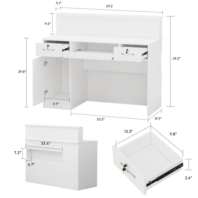 Kerrogee Rectangular Wood Reception Desk Light Sleek