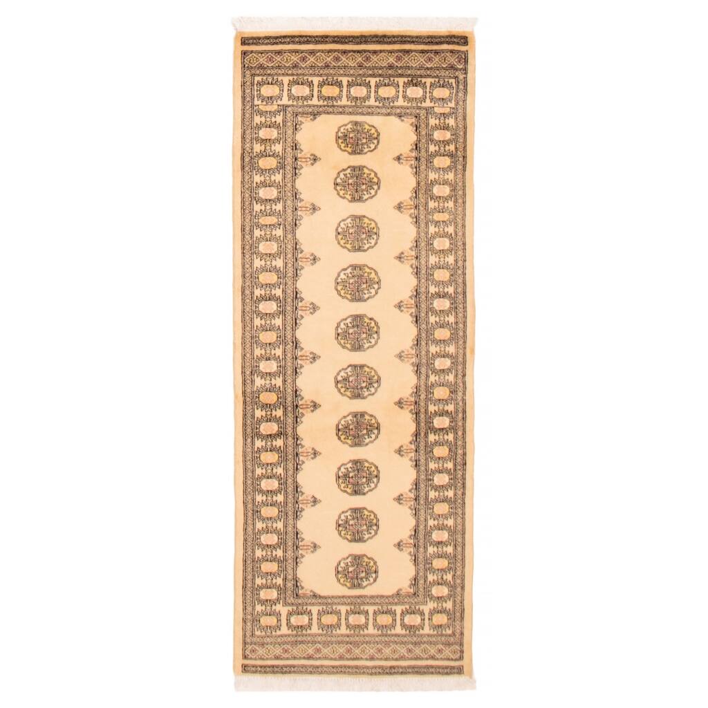 ECARPETGALLERY Hand-knotted Peshawar Bokhara Ivory Wool Rug - 2'8 x 6'11