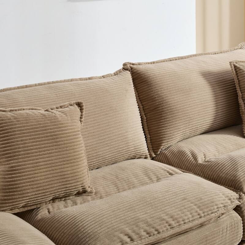 84" Corduroy Sleeper Couch Upholstered Deep Seat Loveseat Sofa with Pillows