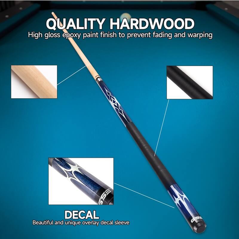 GSE™ Set of 4 Canadian Maple Hardwood Billiard Pool Cue Sticks. 58" 2-Piece Pool Cue Set for House or Commercial Use