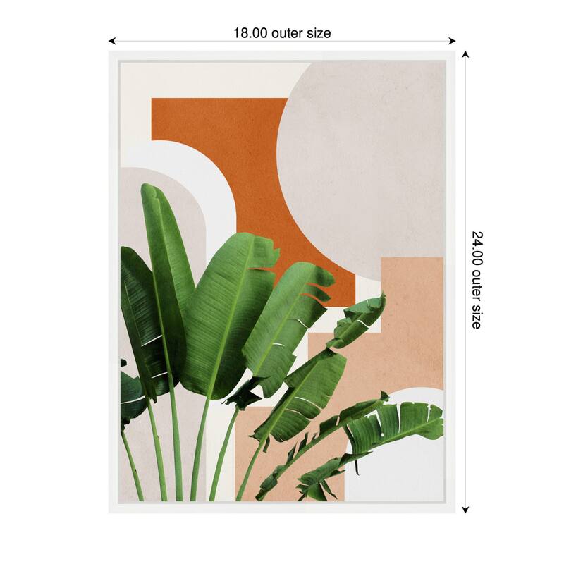 Kate and Laurel Sylvie Abstract Botanical 1 Leaves Framed Canvas by July Art Prints
