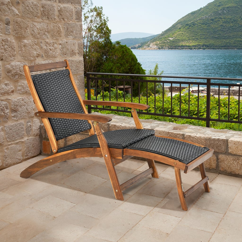 Wood Folding Chaise Lounge Chair Outdoor Foldable Chair