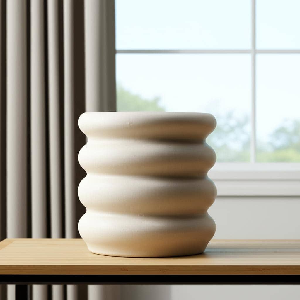 14" Cream Cylinder Ceramic Table Vase - 16.50