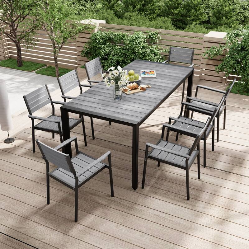 Pellebant Premium Outdoor Patio Aluminum Dining Table with Umbrella Hole