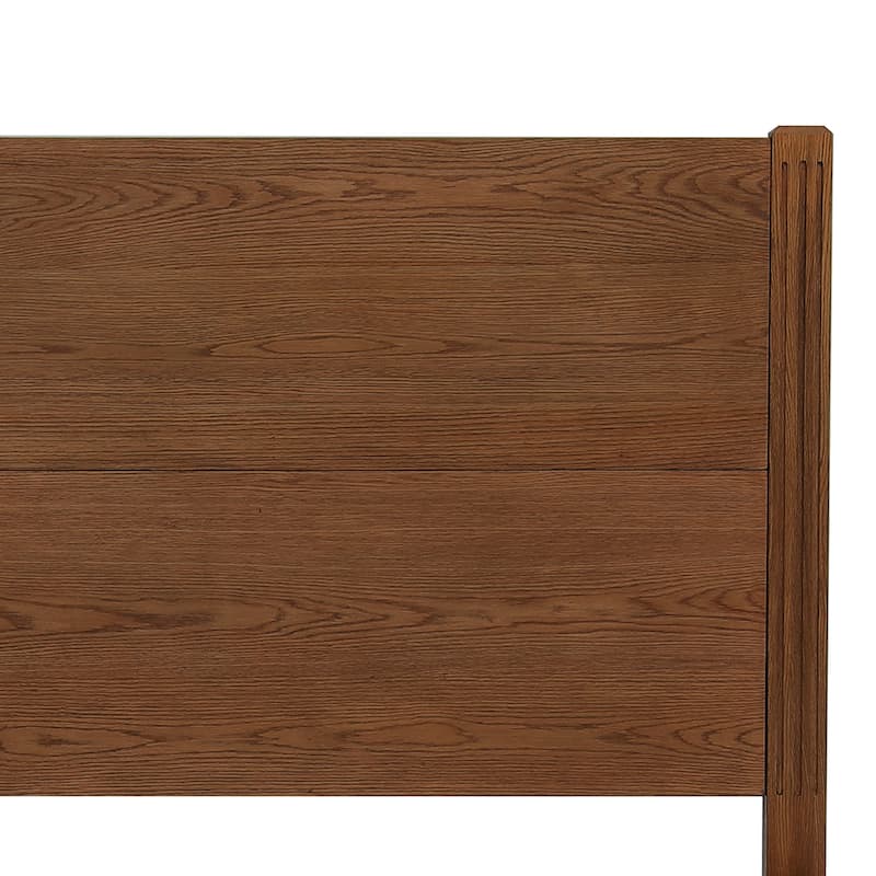 Solid Wood Panel Platform Bed with Headboard, Double Size Beds Wooden Rustic Bed Frame Bedroom Furniture