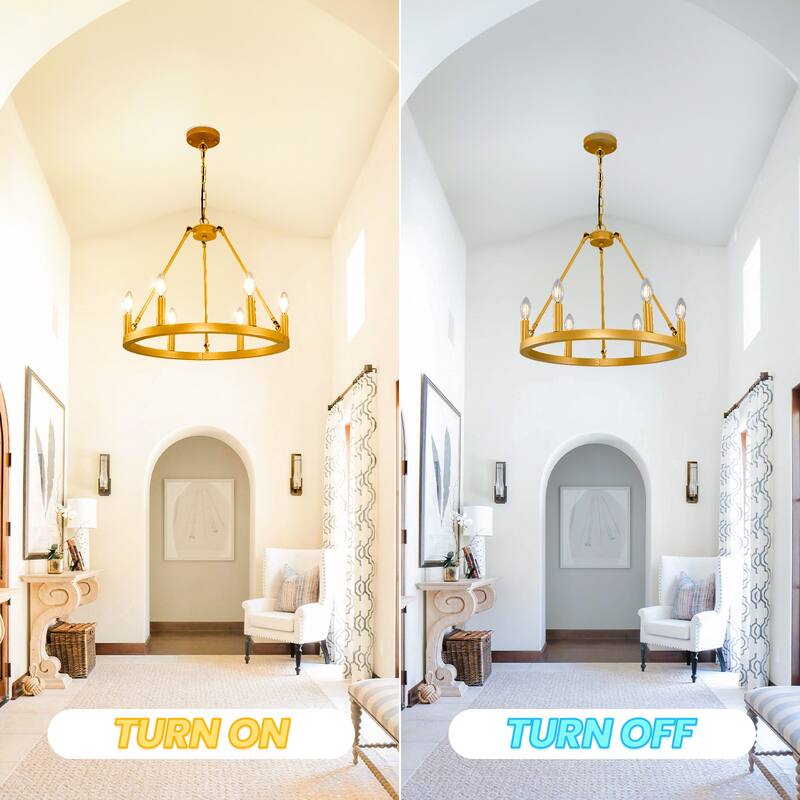 6/12-Light Wagon Wheel Farmhouse Chandelier