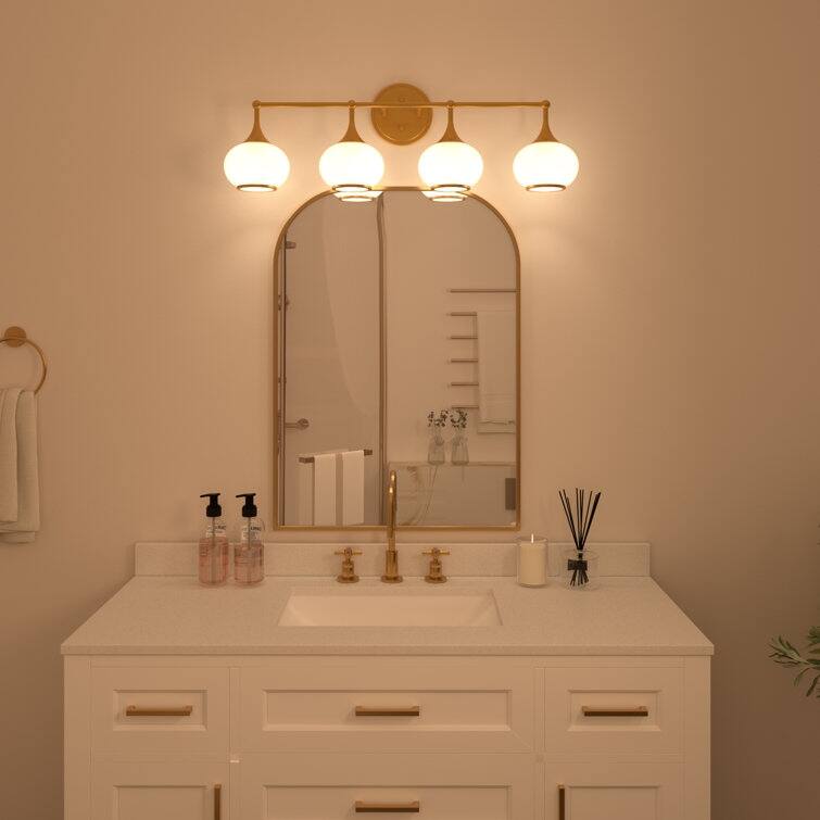 Acroma Aged Brass/Polished Chrome Finish Modern Globe Vanity Light