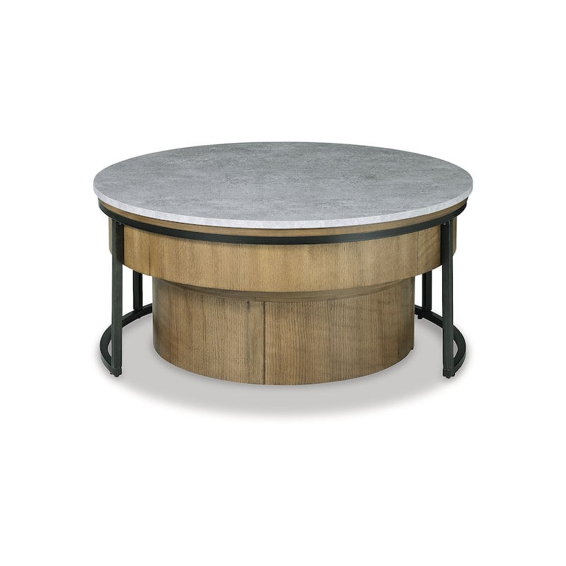 Signature Design by Ashley Fridley Gray/Brown Nesting Cocktail Tables with Lift Top and Hidden Storage (Set of 2)