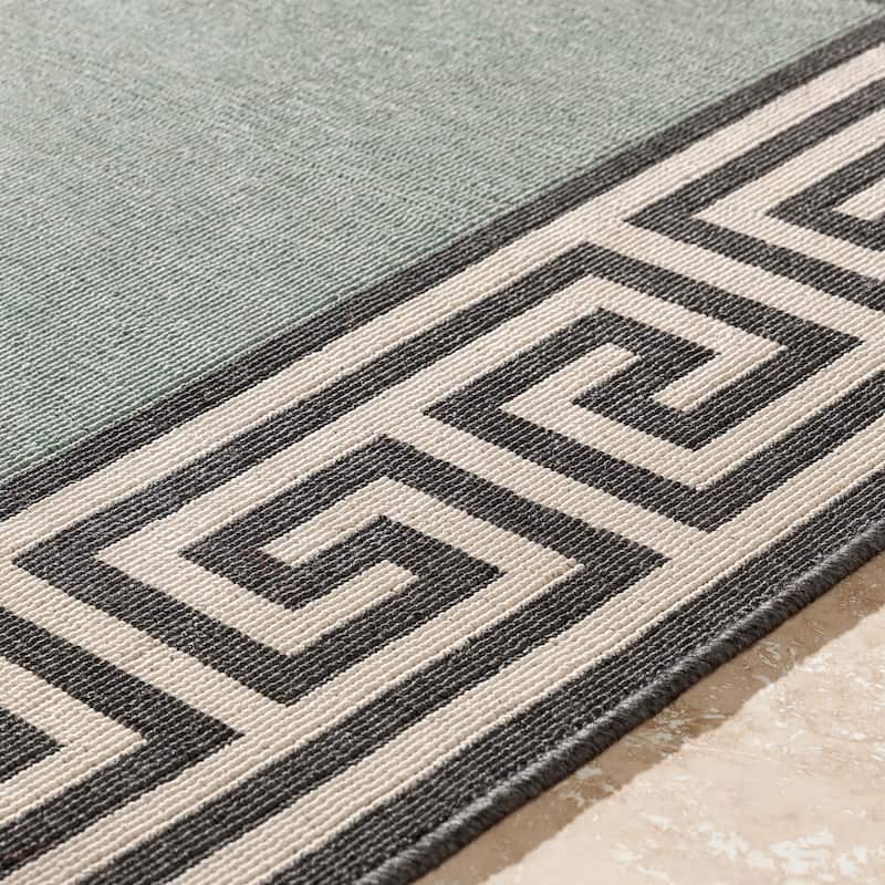 Annette Greek Key Border Indoor/Outdoor Area Rug