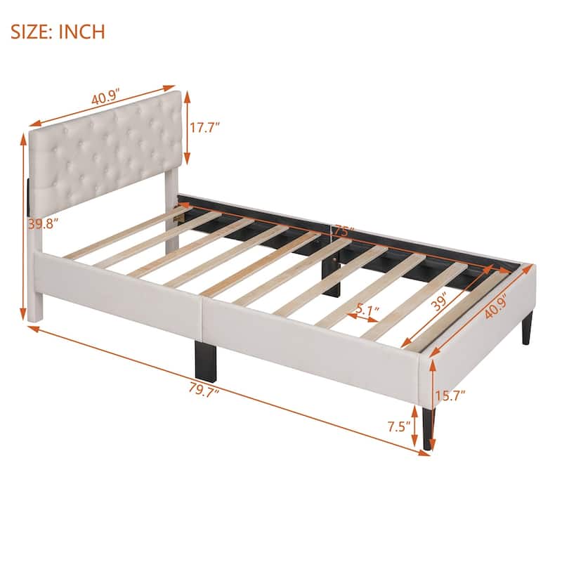 Merax Upholstered Linen Platform Bed, 3 colors