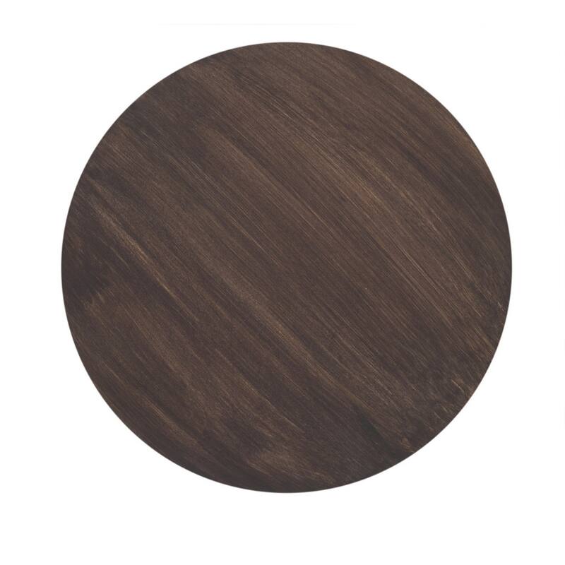 HomeRoots 16" Brown Solid Wood Drum End Table - 12