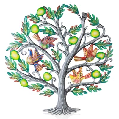 Apple Tree with Birds Haitian Steel Drum Wall Art