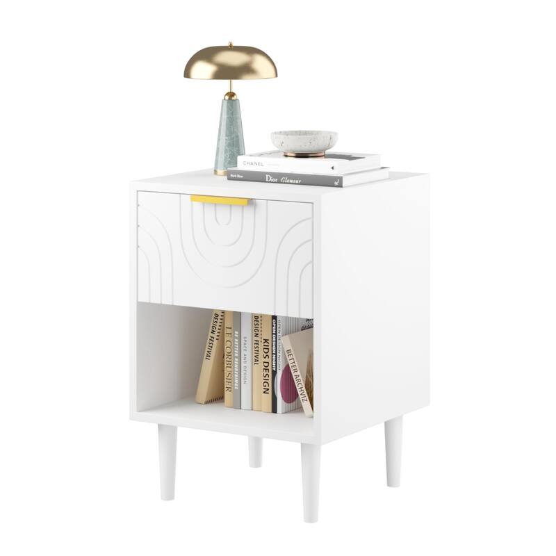 Modern Nightstand with One Drawer and Open Shelf