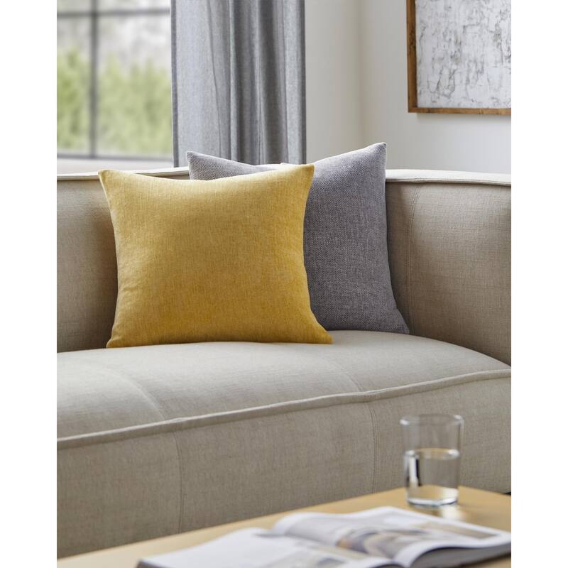 Livabliss Zunaira Modern & Contemporary Solid Color Accent Pillow - 20"L x 20"W - Cover Only - Yellow