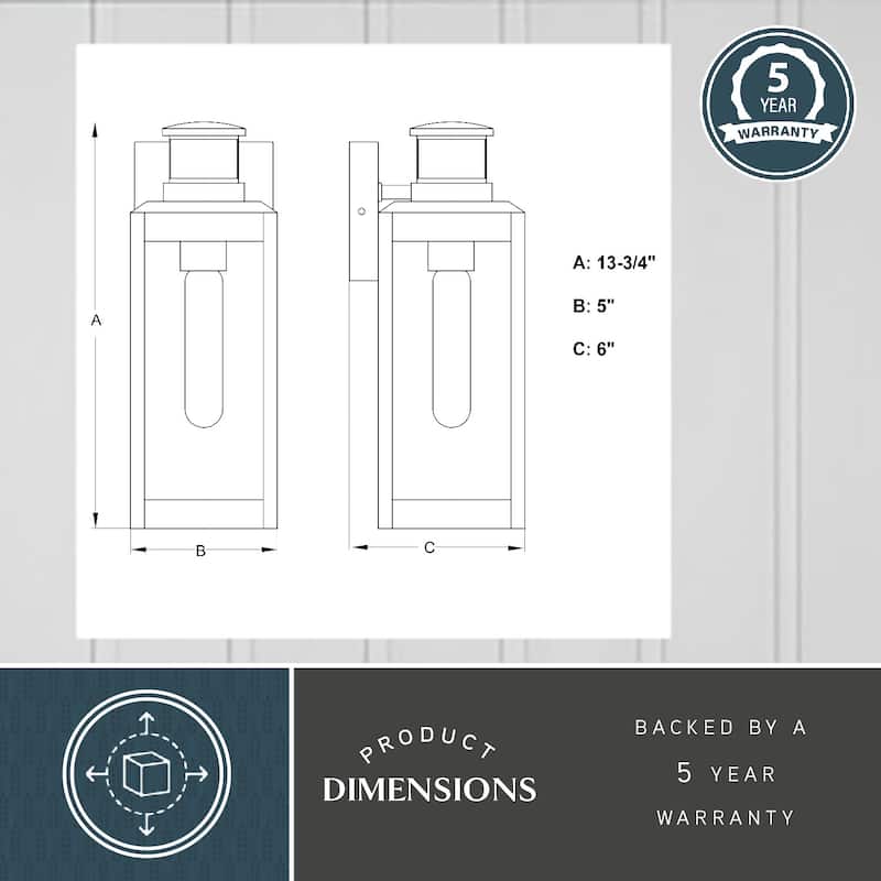 Kinzie Black Motion Sensor Dusk to Dawn Outdoor Wall Light Clear Glass