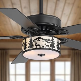 52-inch Reversible 5-Blade Caged Ceiling Fan with Light and Remote