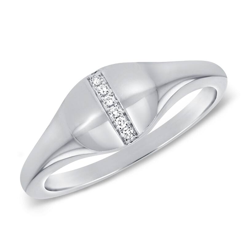 Joelle Collection Diamond Pave Signet Pinky Ring for Her 14k Gold TDW