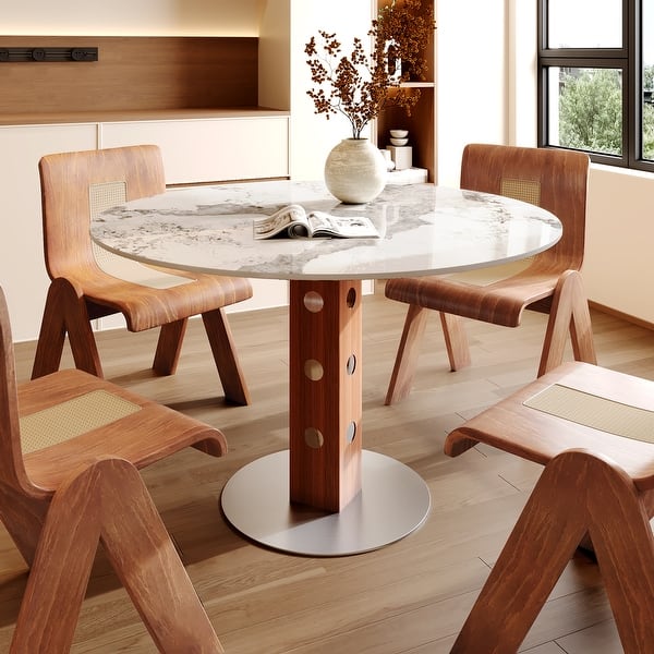 Farmhouse Round Small Solid Wood Dining Table For Two To Four - Bed ...