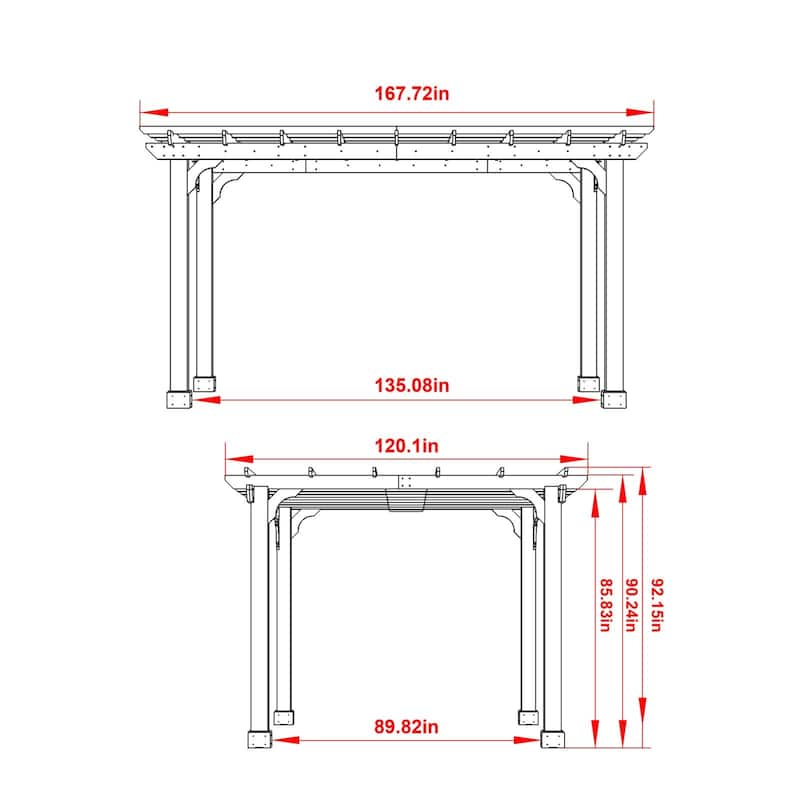 VEIKOUS Outdoor Cedar Wood Pergola Gazebo Kit with Flat Roof Trellis for Patio, Deck, Garden and Backyard