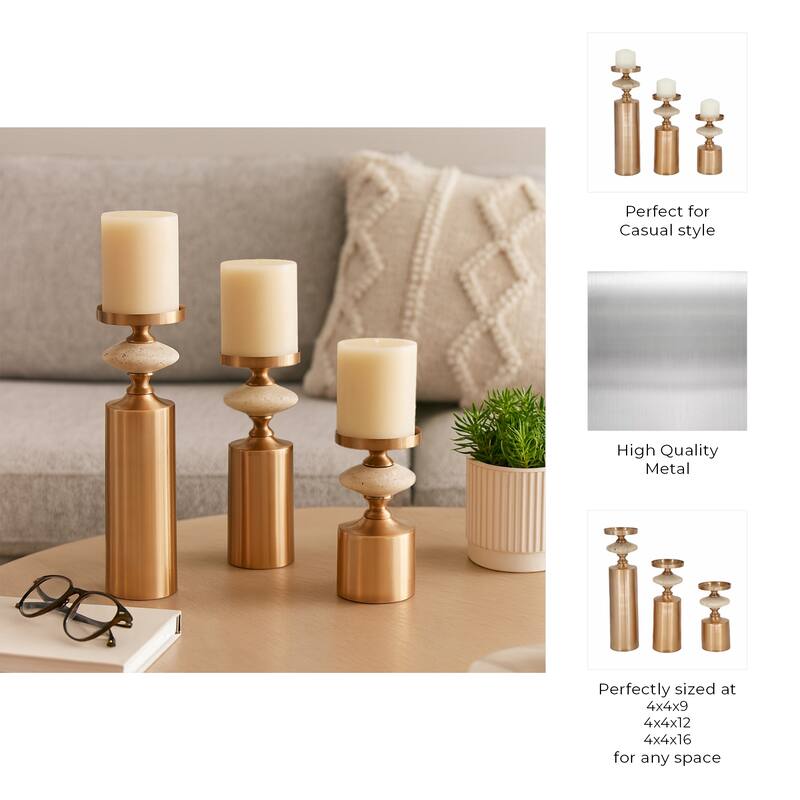 Modern Decorative Candle Holders with Silhouettes- Set of 3 - 9" - 12"
