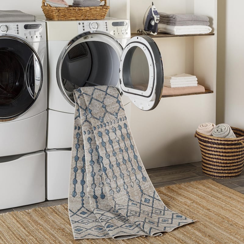 Livabliss Lavadora Bohemian Diamond Washable Area Rug
