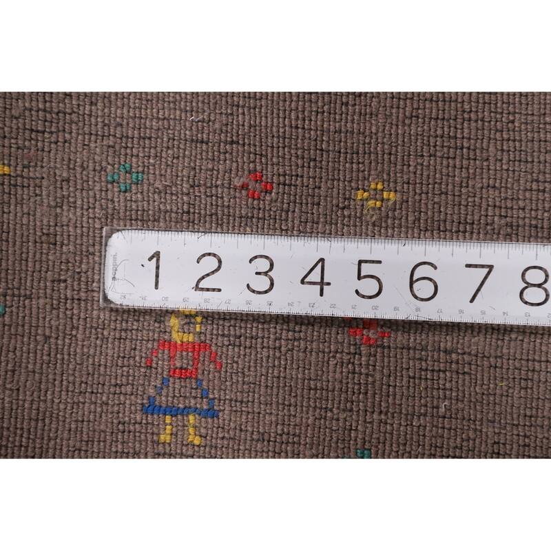 Light Brown Tribal Gabbeh Indian Area Rug Handmade Wool Carpet - 5'3"x 7'9"