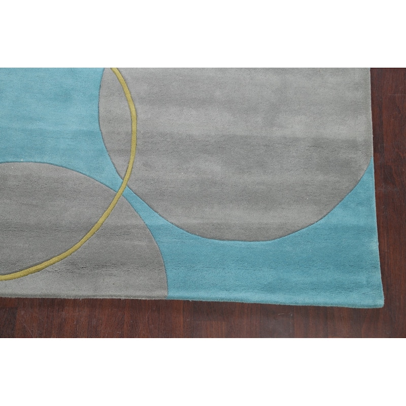 Circle Design Modern Oriental Wool Area Rug Hand-tufted Dotted Carpet - 8'0" x 10'0"