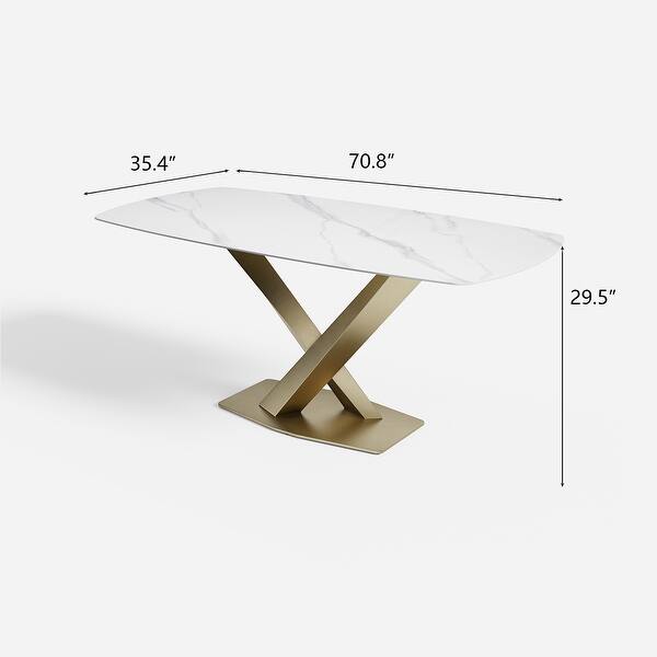 X Shape Base Free Combination Modern Matte Sintered Stone Dining Table