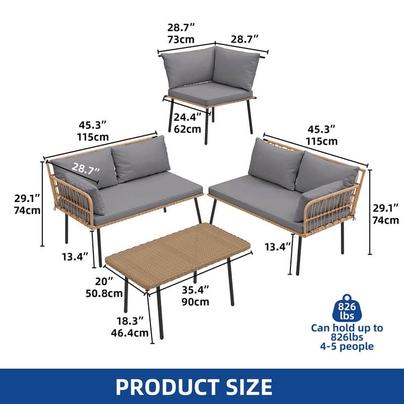 Moasis Outdoor Patio All-Weather Wicker Loveseat/Bistro Set/Sectional Sofa with Cushions and Lumbar Pillows