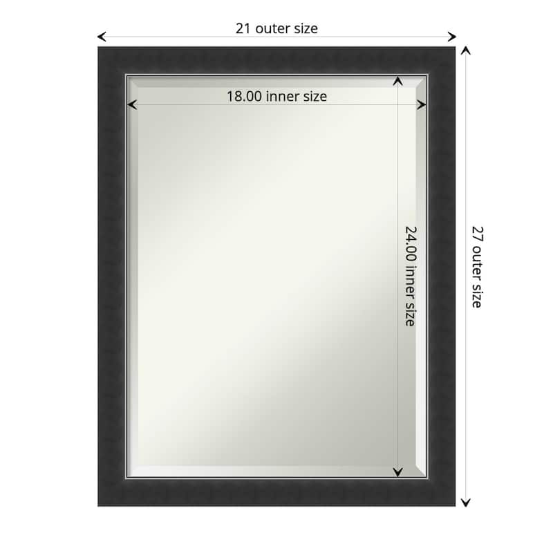 Beveled Wood Wall Mirror - Corvino Black Frame - Outer Size: 21 x 27 in