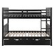 preview thumbnail 5 of 11, Espresso Full Over Full Bunk Bed with Trundle and Ladder, No Box Spring Needed